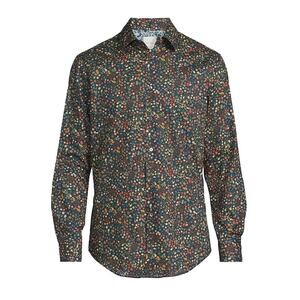 Paul Smith Black Liberty Floral Tailored-Fit Shirt 16 Button Up Western Boho